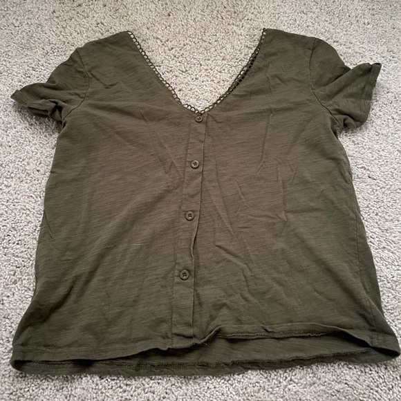 Olive Green Button-Up Top - Picture 1 of 2